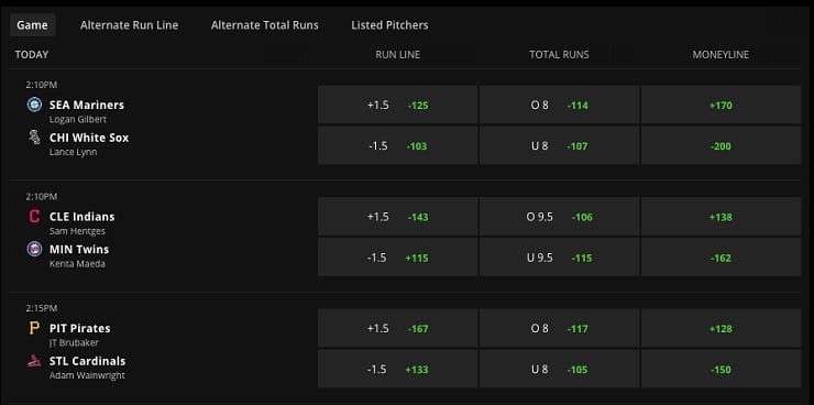 DraftKings MLB Betting Lines