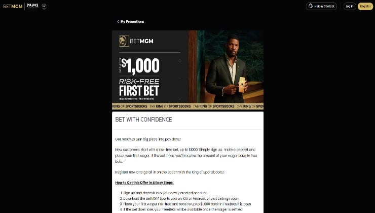 The risk-free first bet reward at BetMGM