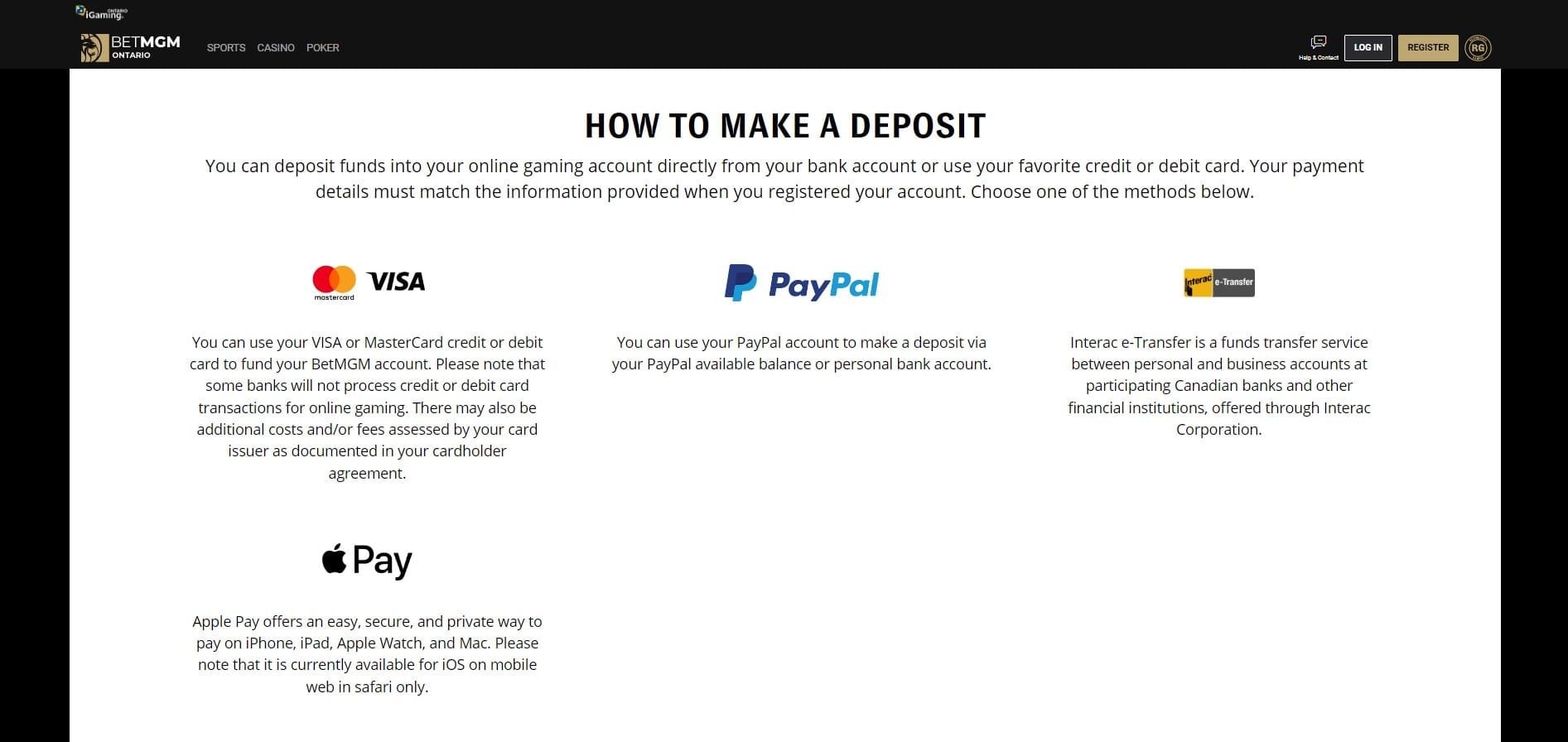 Betmgm deposit method
