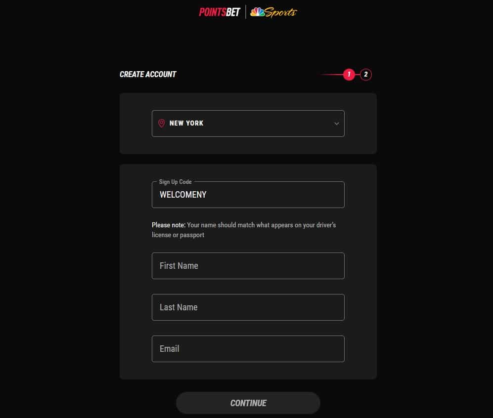 pointsbet register 1